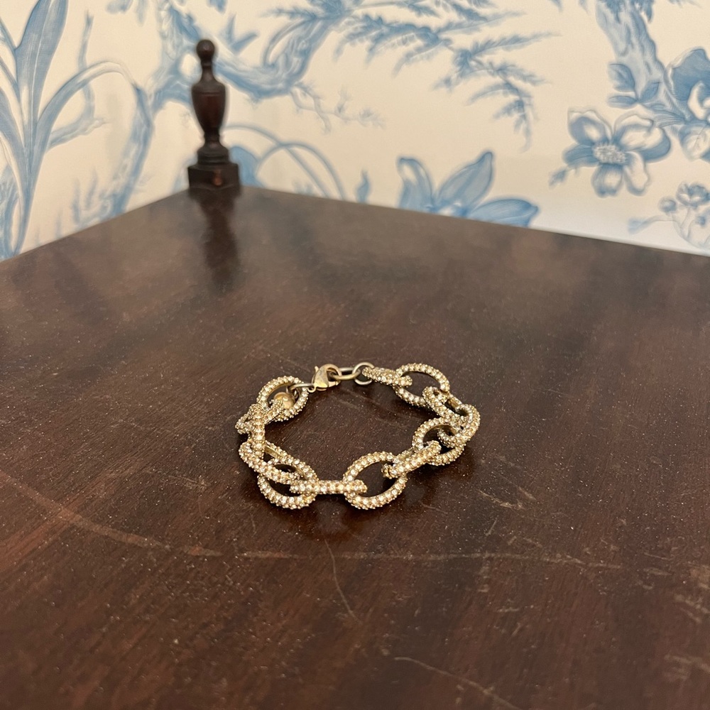 J CREW GOLD BRACELET WITH DIAMANTÉ DETAILS